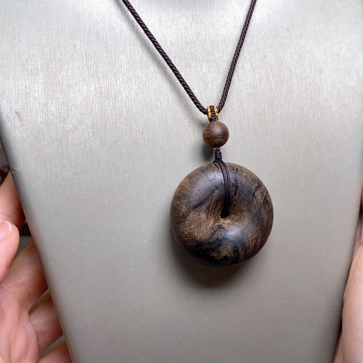 沉香木手串越南芽庄白棋楠平安扣吊坠