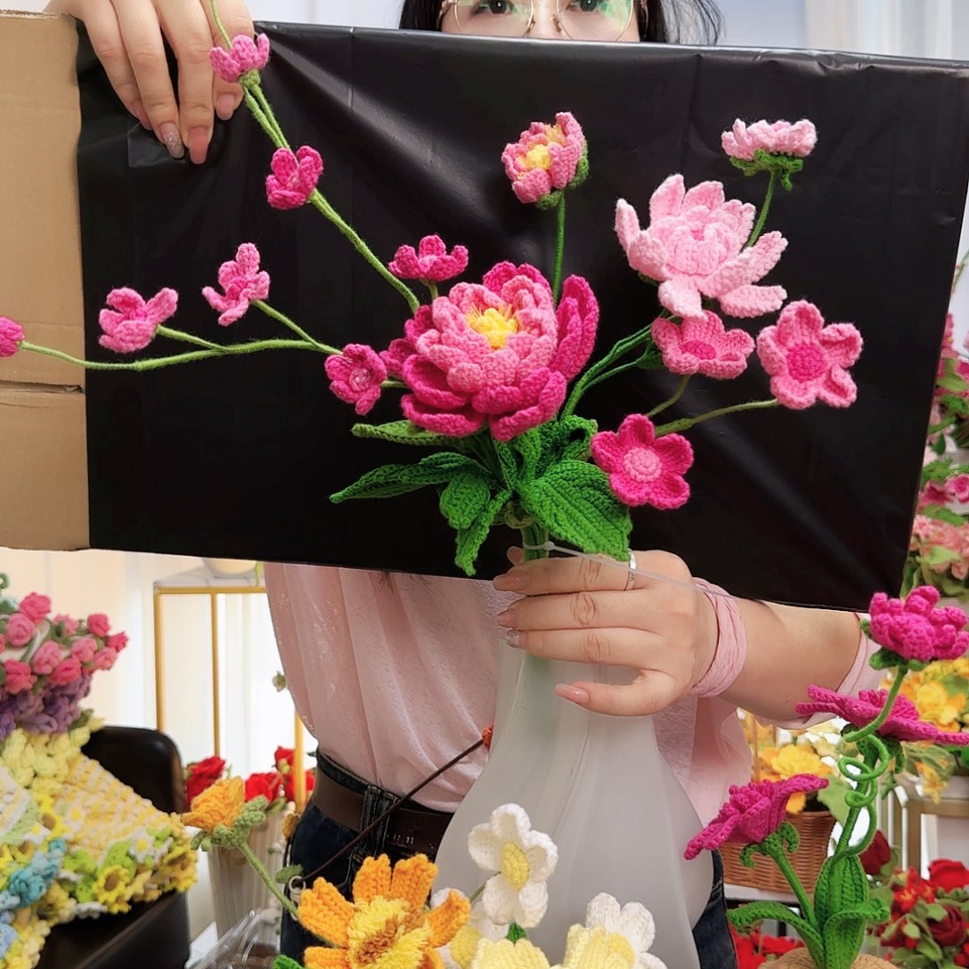 莱赛尔纤维棉手工钩织花束
