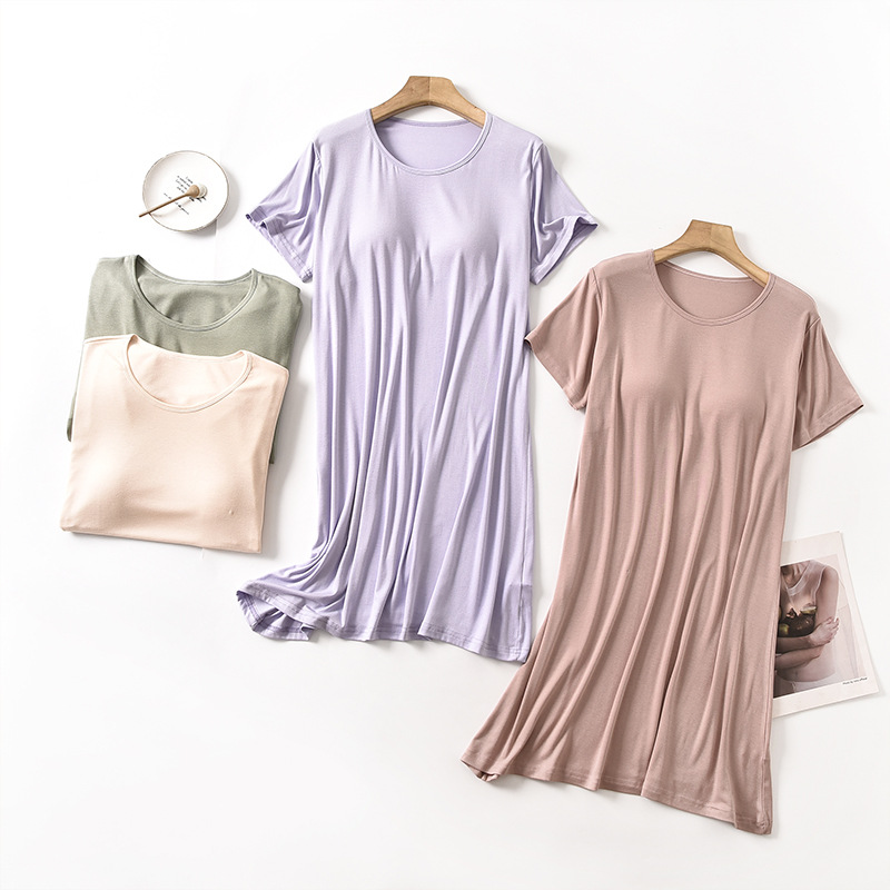 XY夏季带胸垫睡裙女免文胸孕妇睡衣薄款宽松家居服B23210