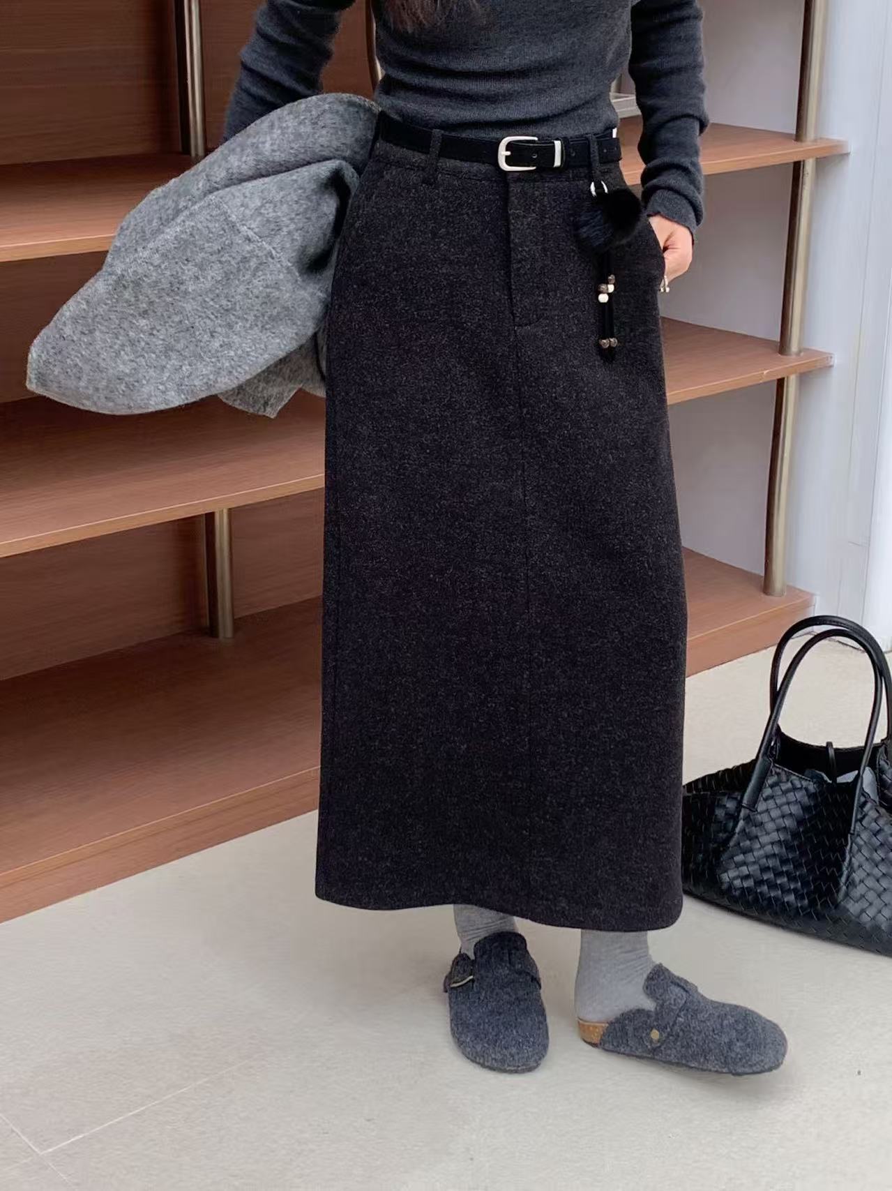 【6606】羽#时尚百搭直筒半身裙【配皮带】