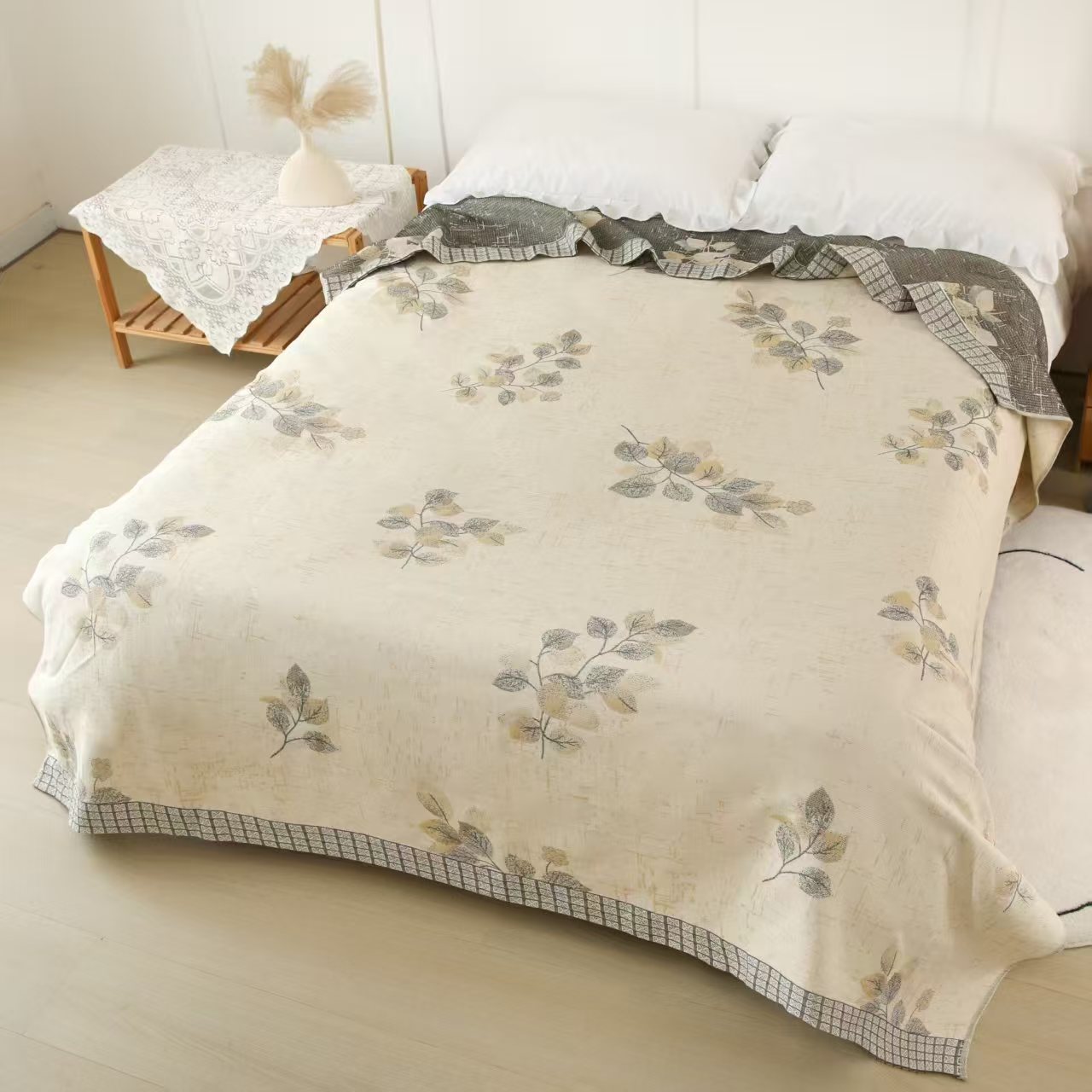 【繁花落叶】高端定制原生罗布野生麻舒适透气卧室多功能床盖1.5/2