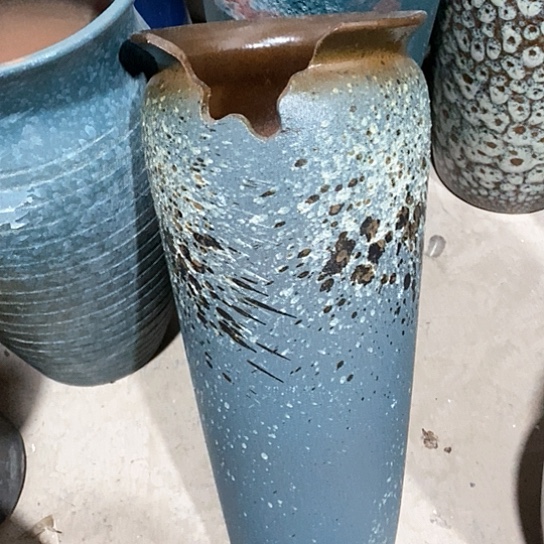 紫砂花盆口17高度40缺口蓝泼墨