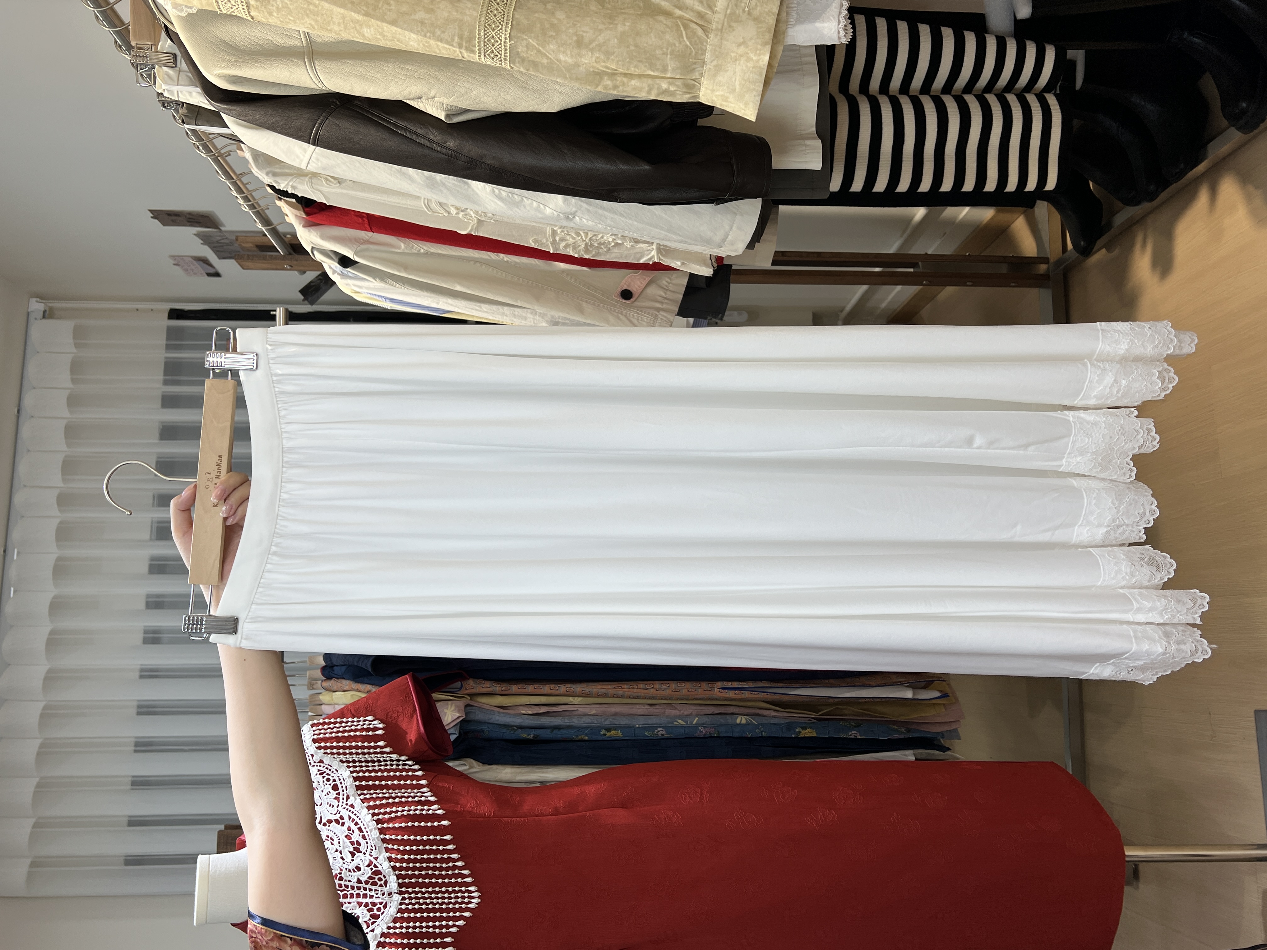 新中式旗袍白色衬裙蕾丝显高显廋裙子百搭柔软旗袍搭配裙子