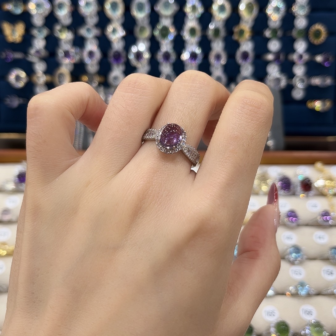 紫晶女款银S925镶嵌戒指