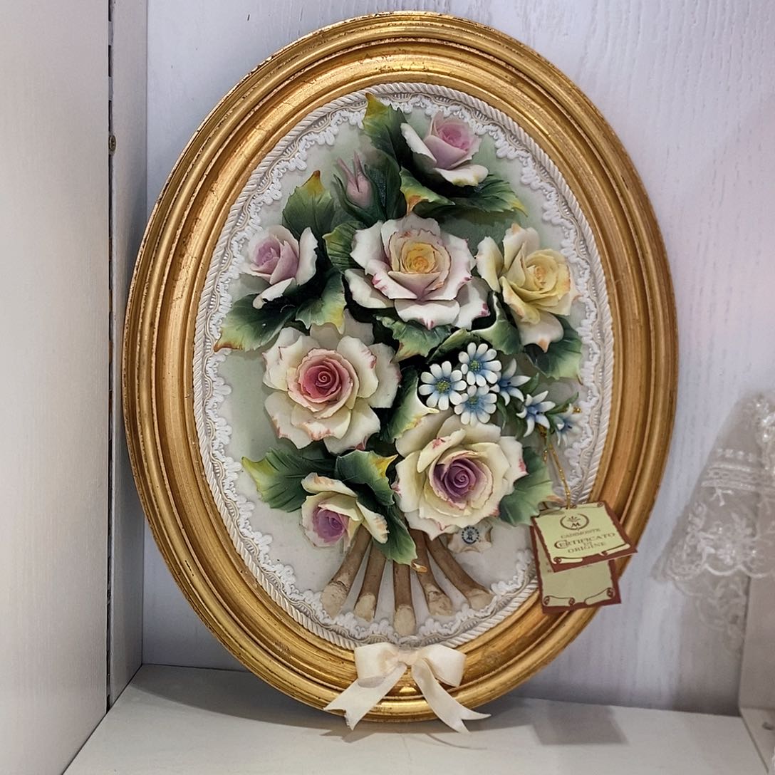 摆件欧洲进口意大利陶瓷花挂画赏盘