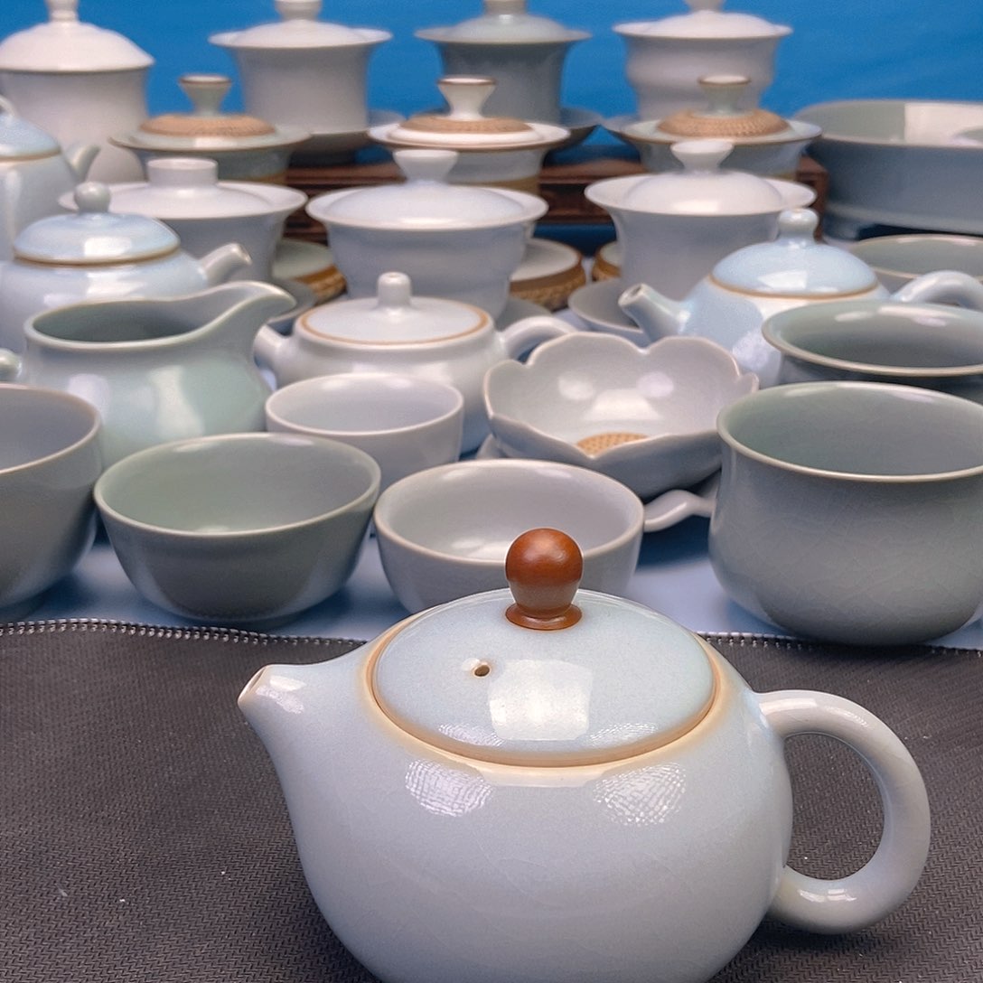 杯桃*凉微瑕天青西施壶原矿原釉原产地