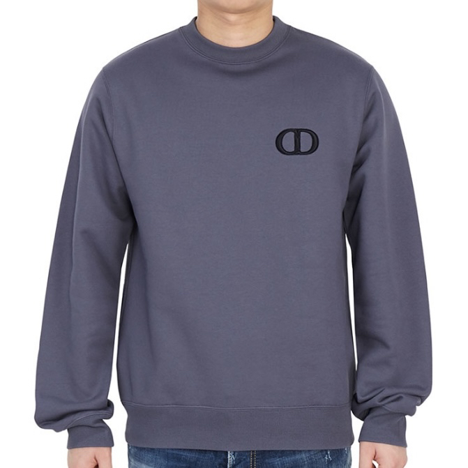 99新 DIOR/迪奥 5206/DIOR 紫色logo刺绣圆领套头长袖卫衣/XL码