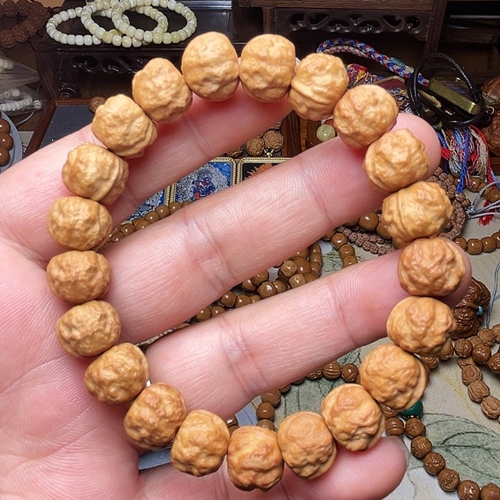 猴头核桃手串猴头雕刻精工蛤蟆头手串单圈
