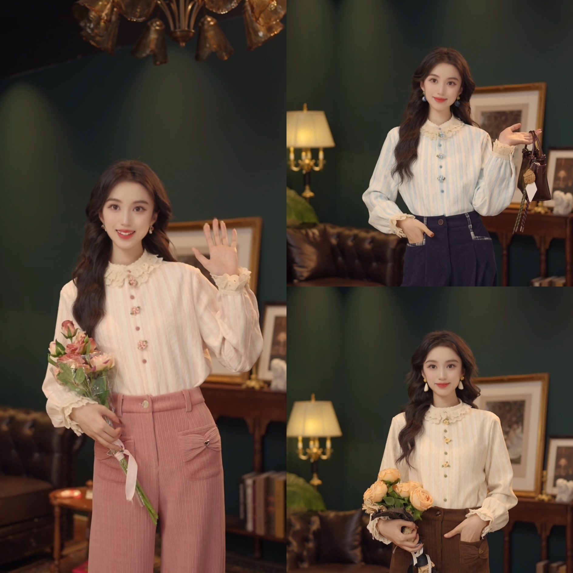 琦琦【风铃解忧】复古港风秋冬厚款休闲百搭衬衫上衣 YF1103483