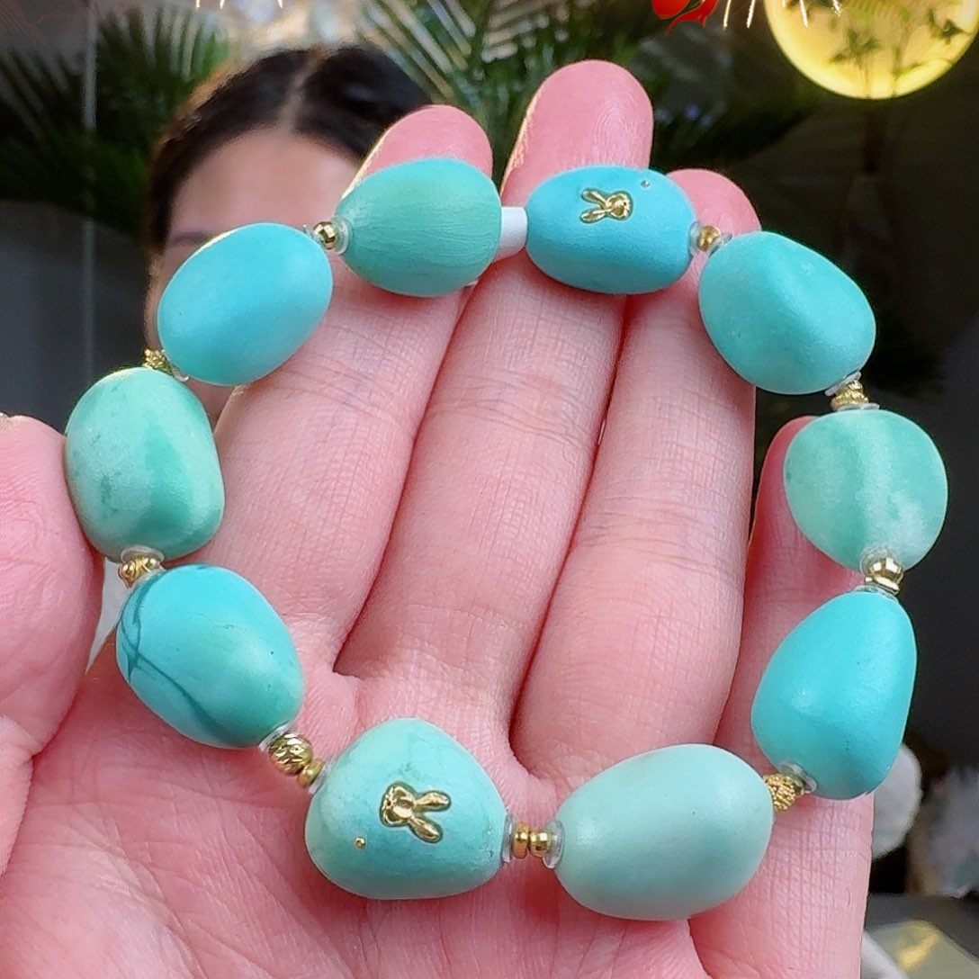 绿松石珠宝奇石18K金镶嵌