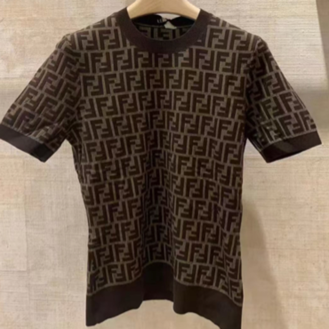 未使用 FENDI/芬迪 FENDI 经典款FF字母logo针织短袖 