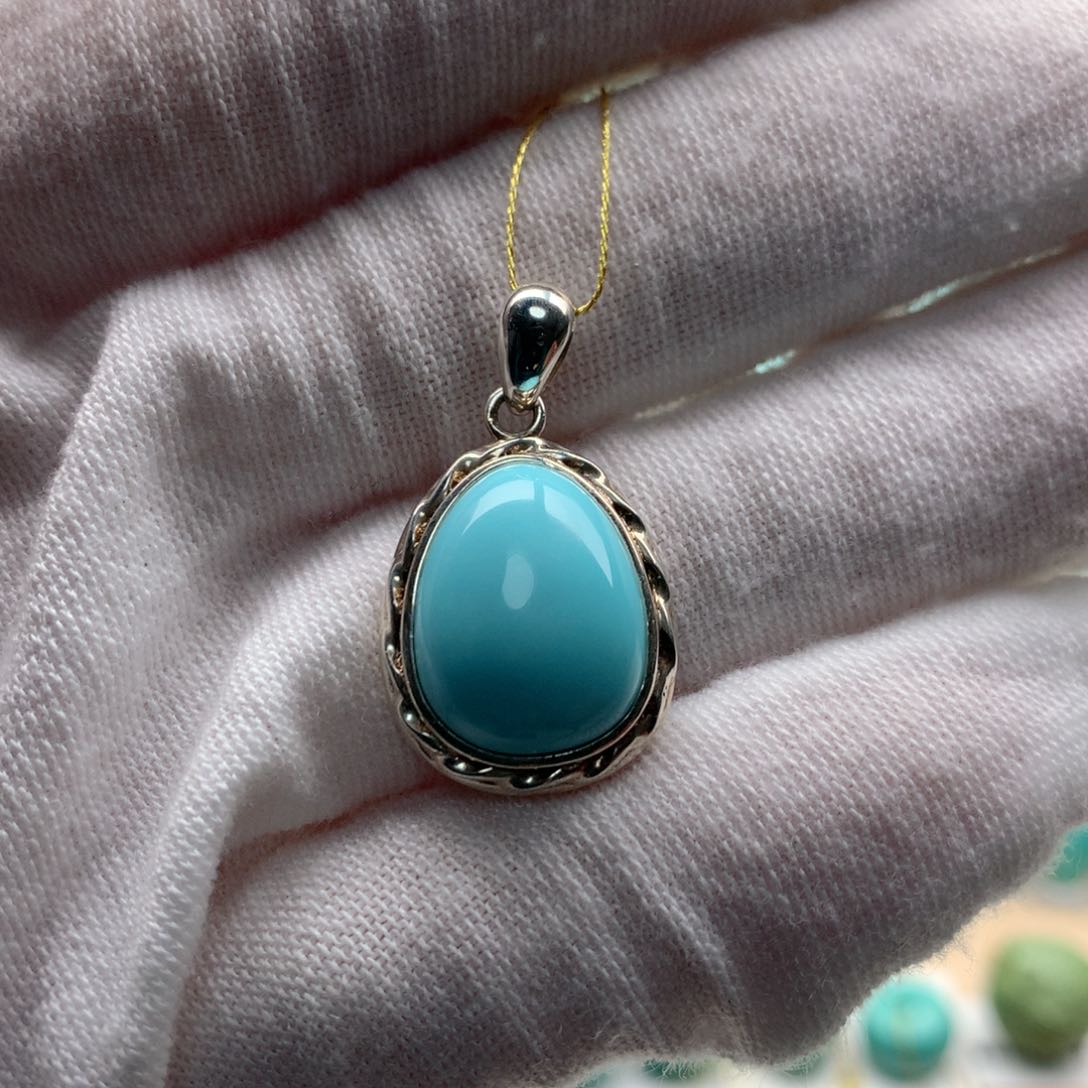 绿松石颈饰银S925镶嵌