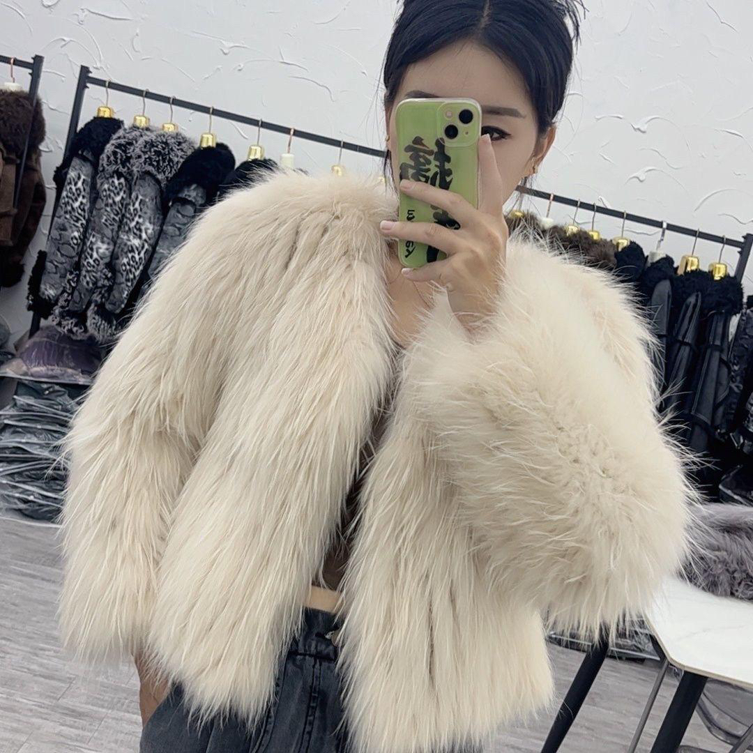 2024新款双面貉子加密编织皮草加厚外套真毛短款时尚年轻显瘦轻薄