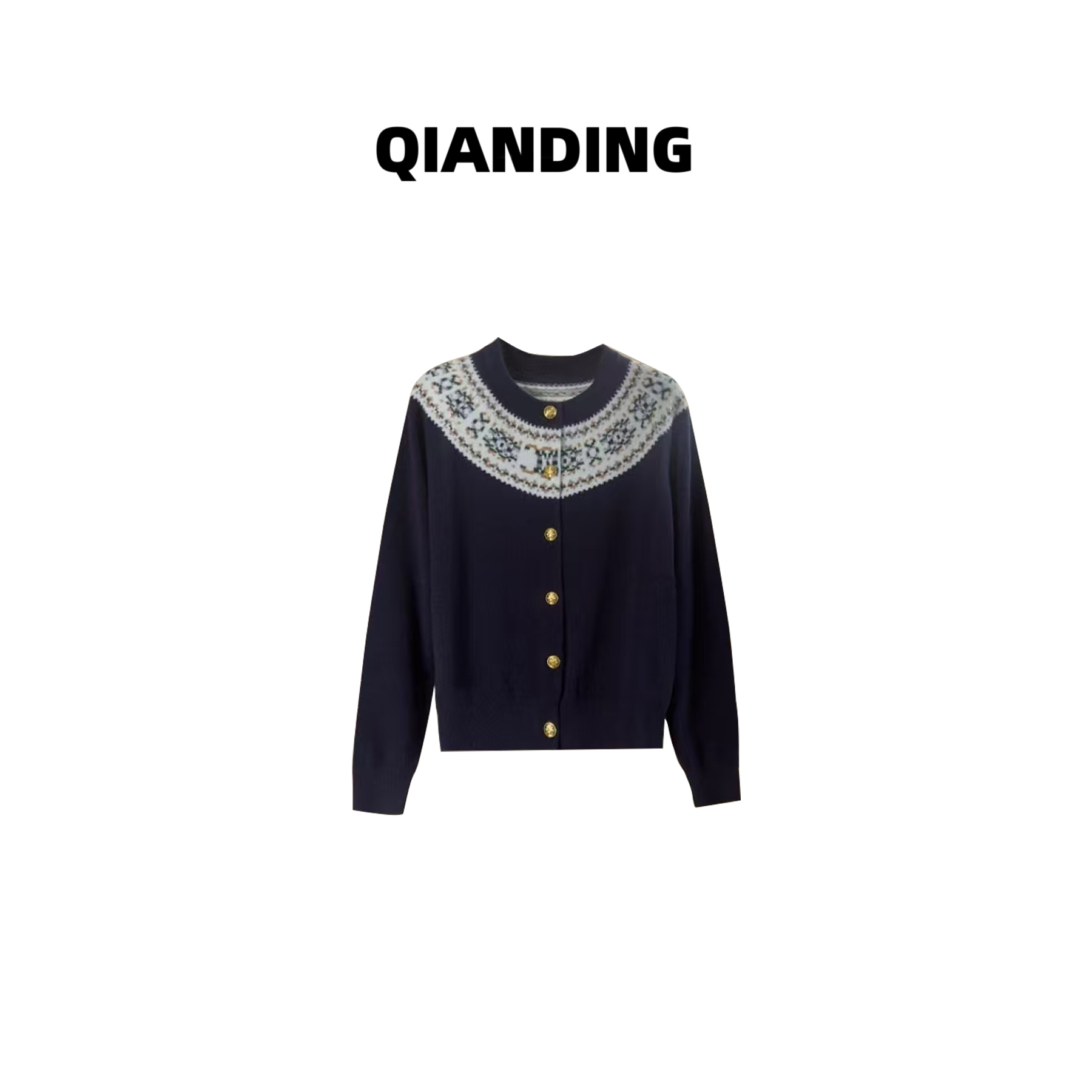 【QIANDING】“刘诗诗同款”100羊毛费尔岛针织253245