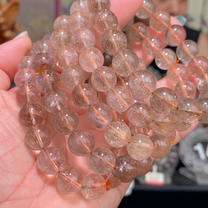 水晶手串未镶嵌11mm咖啡发手串多样性发其一