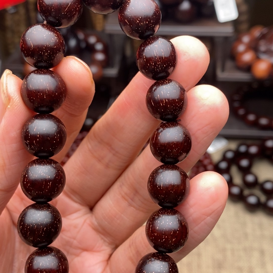 檀香紫檀（小叶紫檀）手串/手链张**品1.2爆满金星