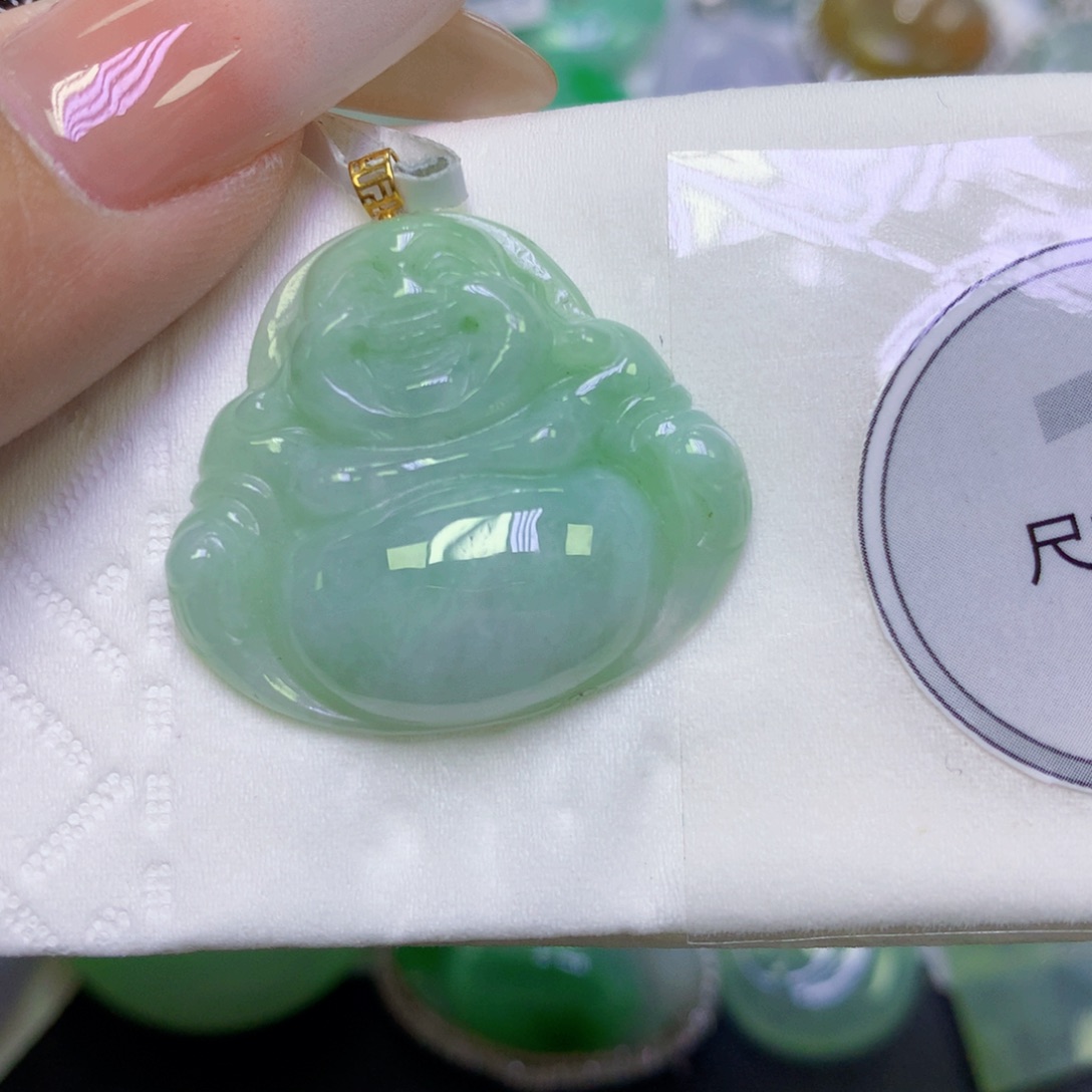 翡翠18K金镶嵌颈饰天然缅甸翡翠a货百元以上9元证书费自理