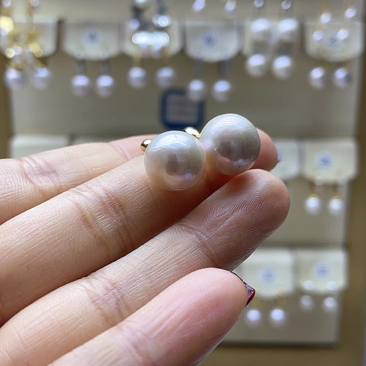 淡水珍珠耳饰银S925镶嵌