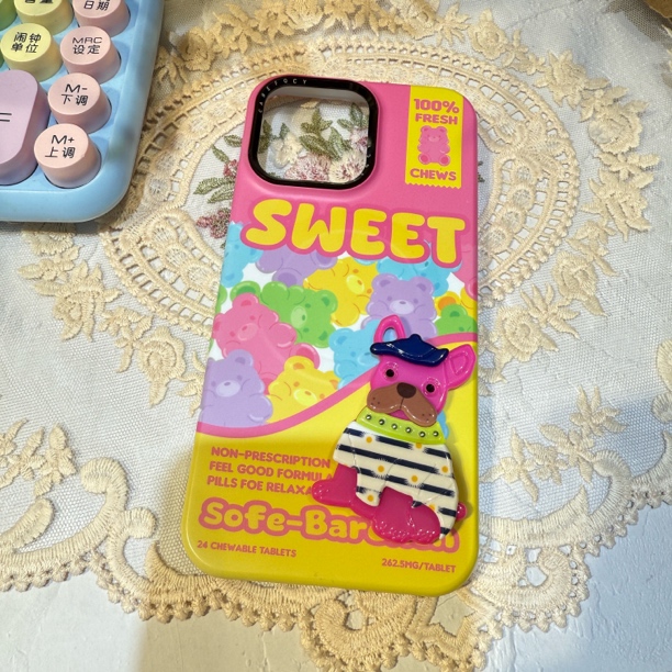 立体彩色熊仔软糖创意磁吸适用于苹果系列手机壳个性可爱