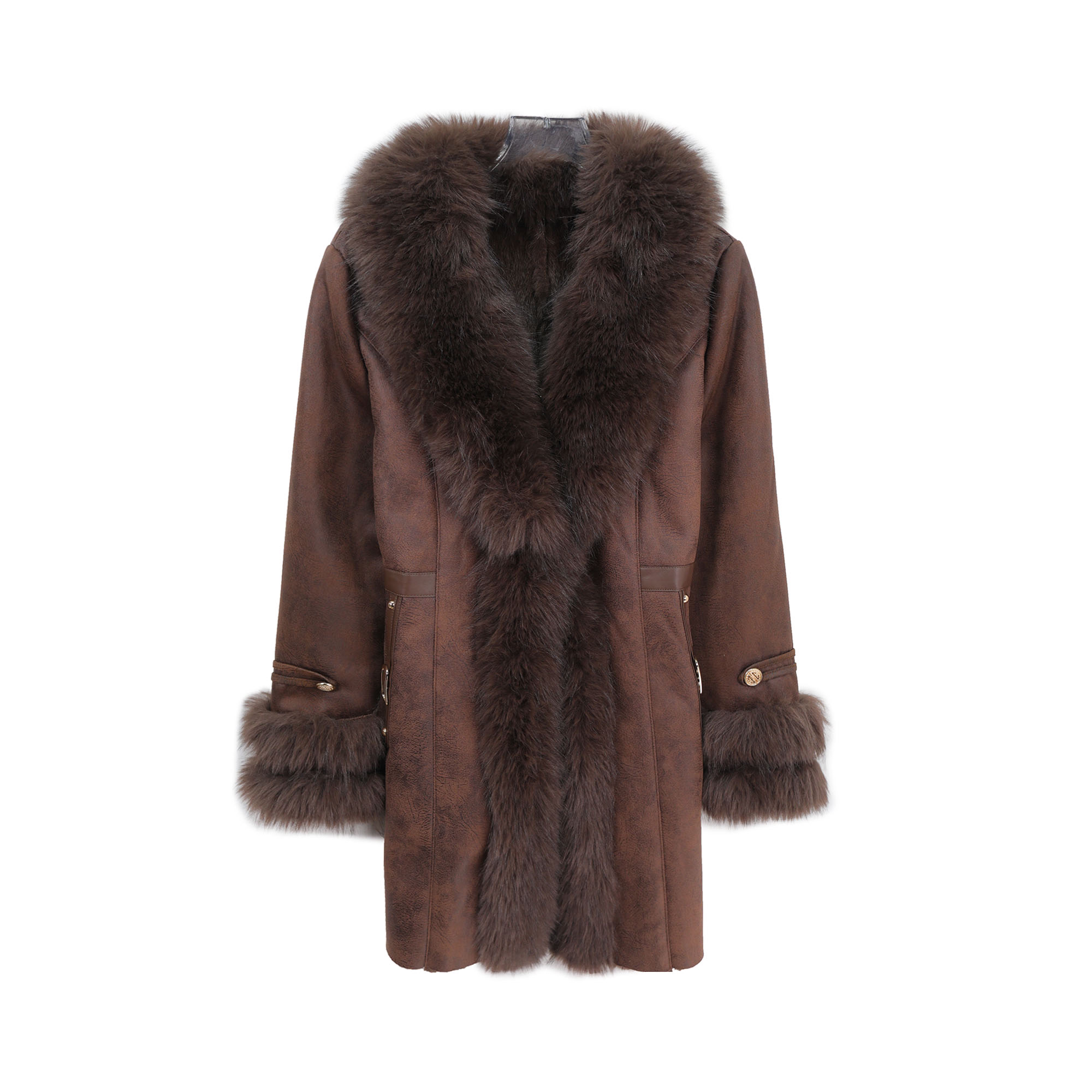 秋冬高贵轻奢毛毛保暖外套高级感中长款大衣X27752