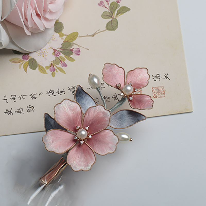 古阁【豆沙粉黛】3048原创非遗旗袍日常百搭新中式非遗非遗绒花发饰