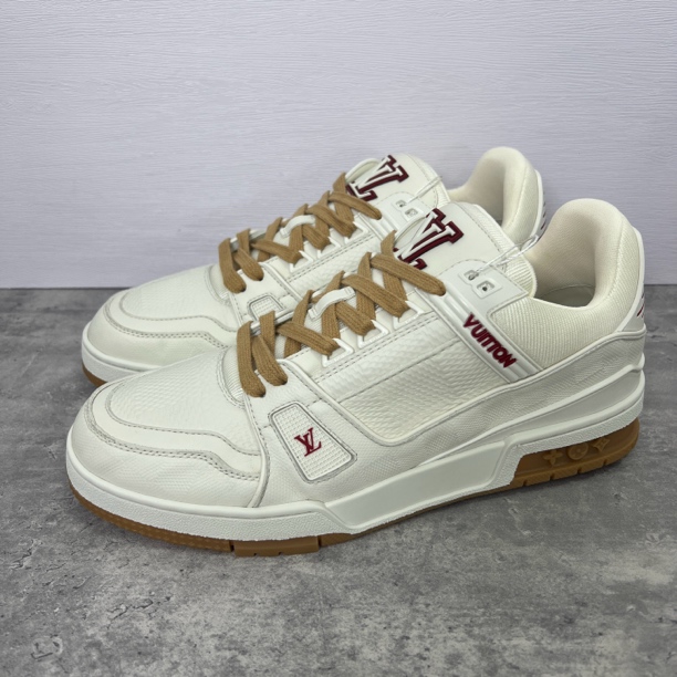 99新 LouisVuitton/路易威登 25新款白红棋盘格吹那trainer/奢鞋/