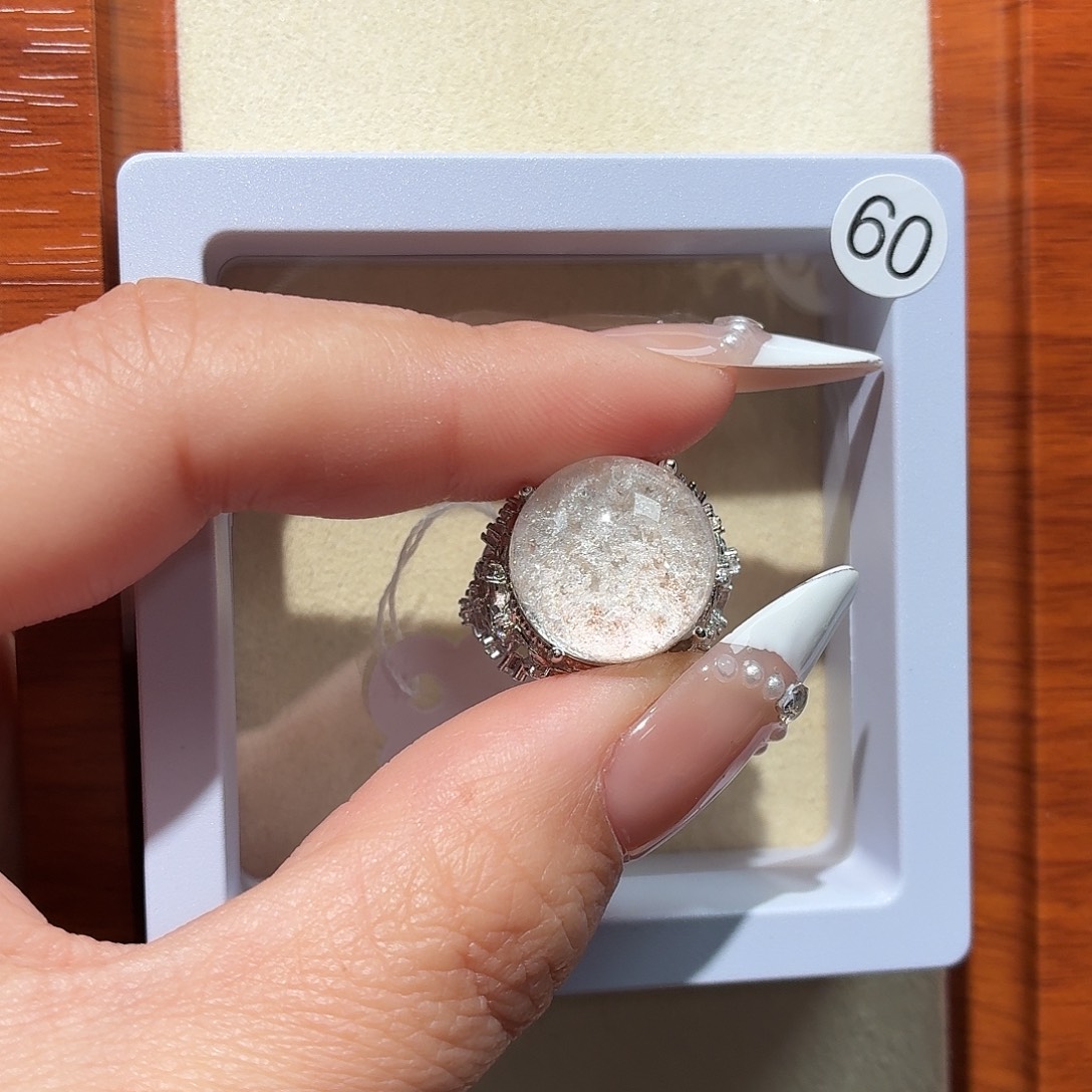 ****子水晶戒指银S925镶嵌