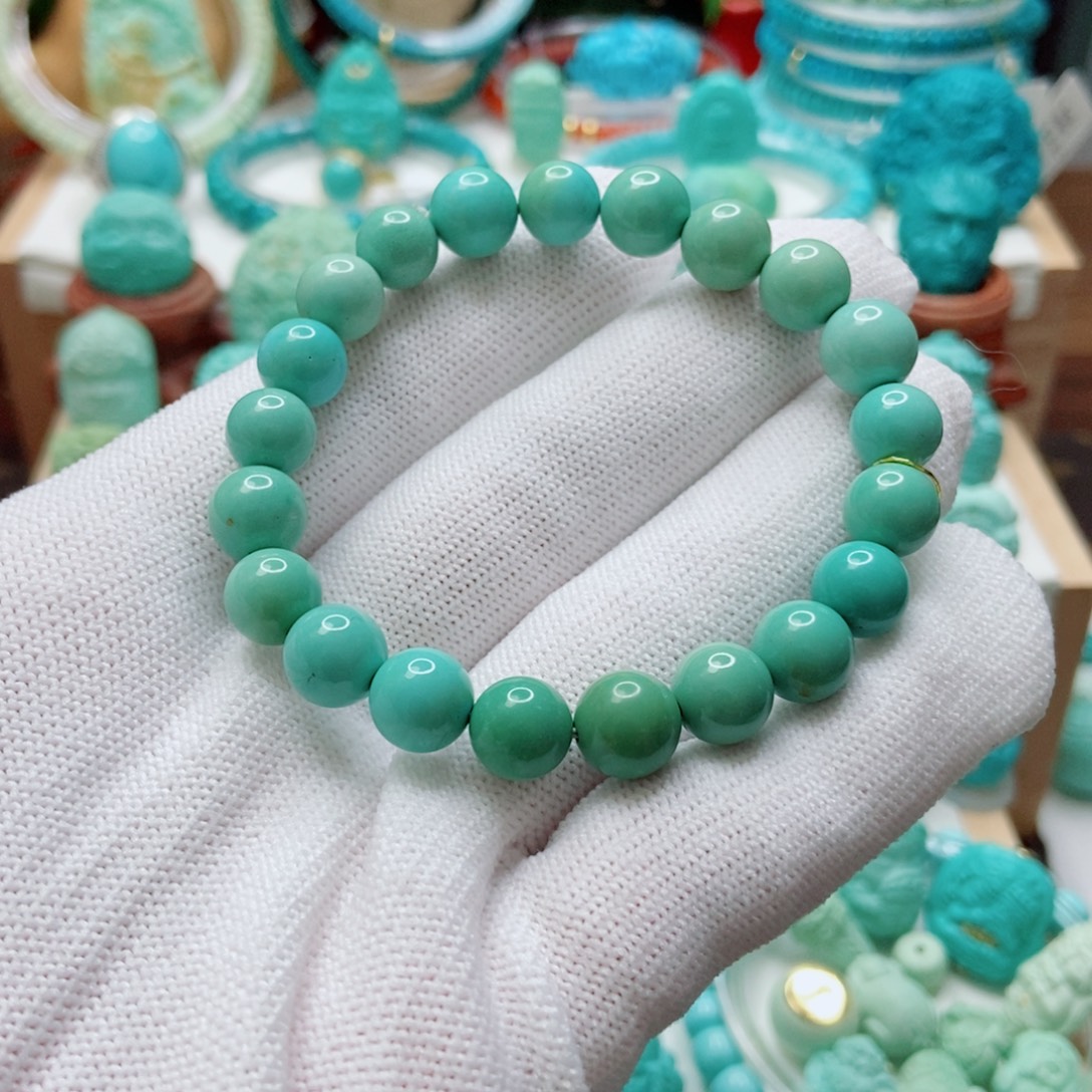 绿松石未镶嵌圆珠手串8.8mm