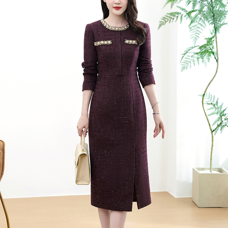 秋冬季新款气质洋气通勤长袖显瘦修身连衣裙女8183#