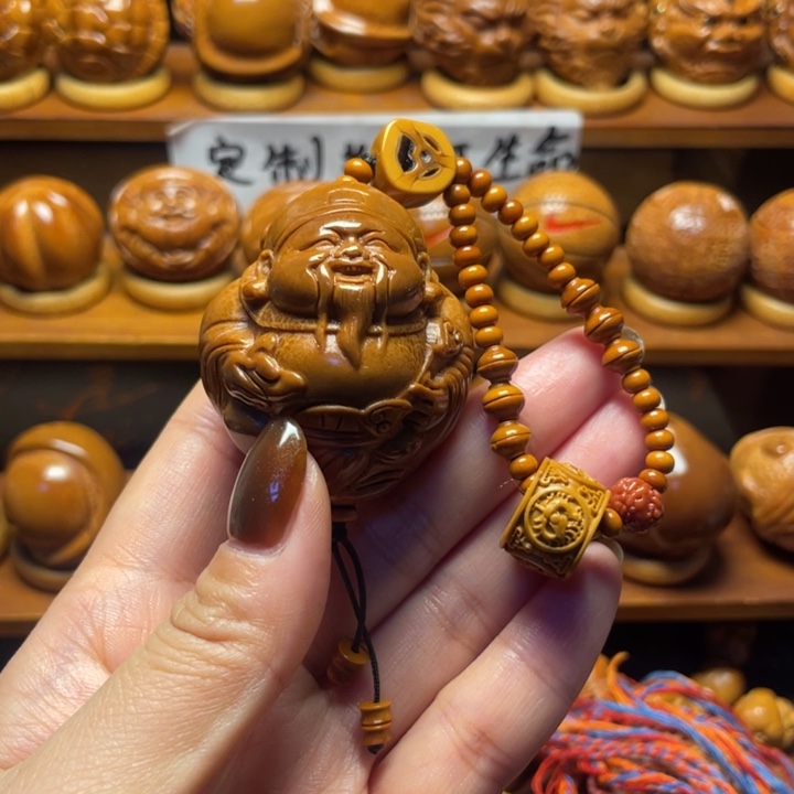 把件橄榄核42财神单颗