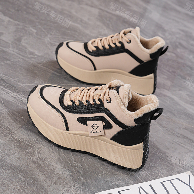 【增高5CM】加绒休闲运动鞋女时尚百搭老爹鞋厚底增高保暖防滑棉鞋