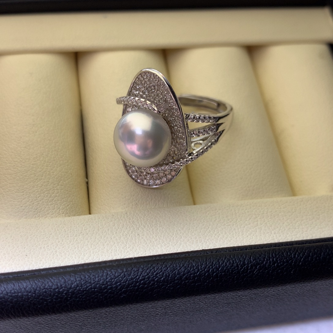 戒指银S925镶嵌海水珍珠