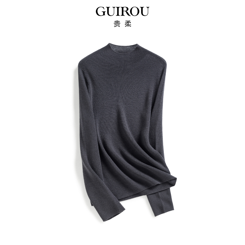 精纺可机洗面膜衣半高领羊毛针织打底衫女2025新保暖修身内搭上衣