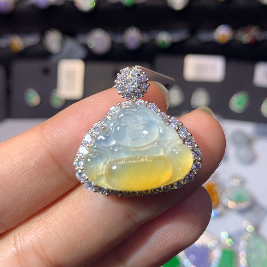 翡翠银S925镶嵌颈饰天然翡翠