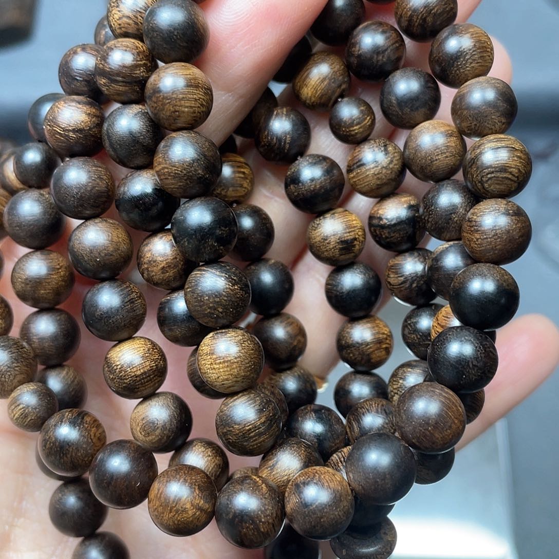 沉香手串开**果白棋瘤疤0.8