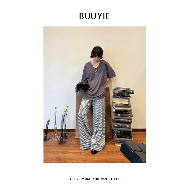 BUUYIE 25SS【曦和】简约风高级设计感百搭纯色T恤 250487