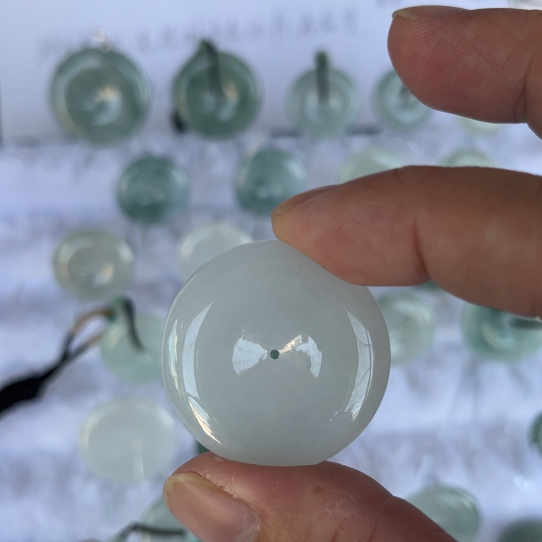 翡翠未镶嵌颈饰天然缅甸翡翠a货平安扣34.1*5.8