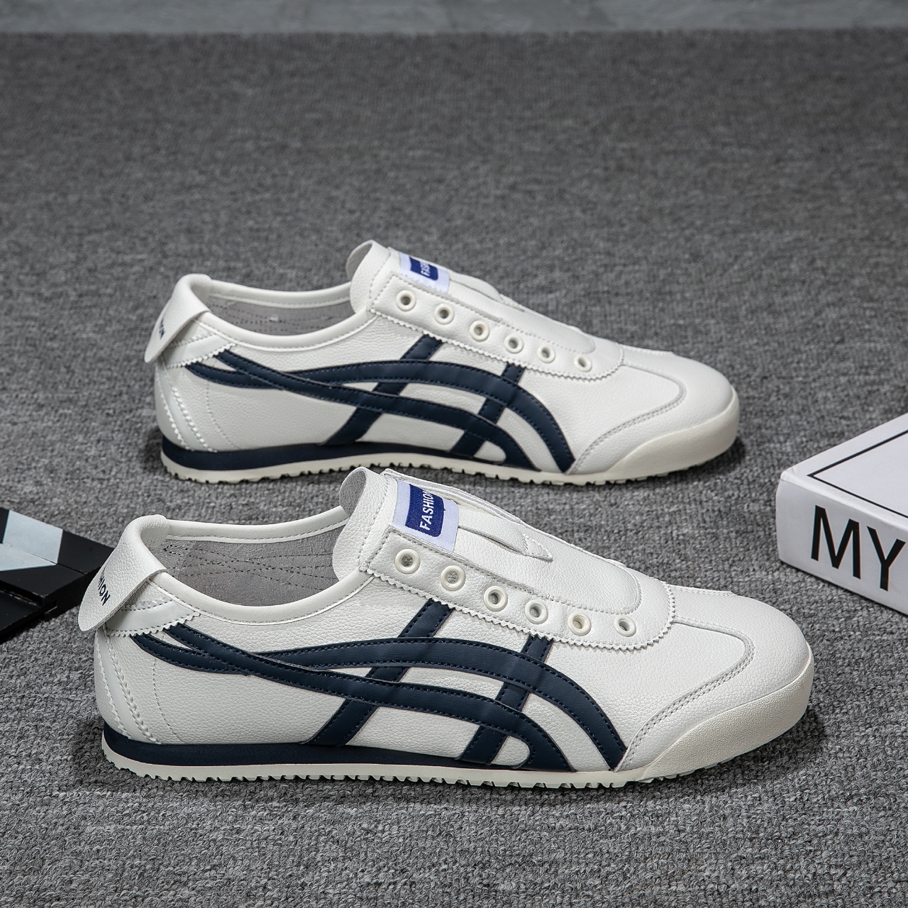 2025冢虎皮面透气时尚经典潮流低帮一脚蹬阿甘鞋百搭情侣款夏季