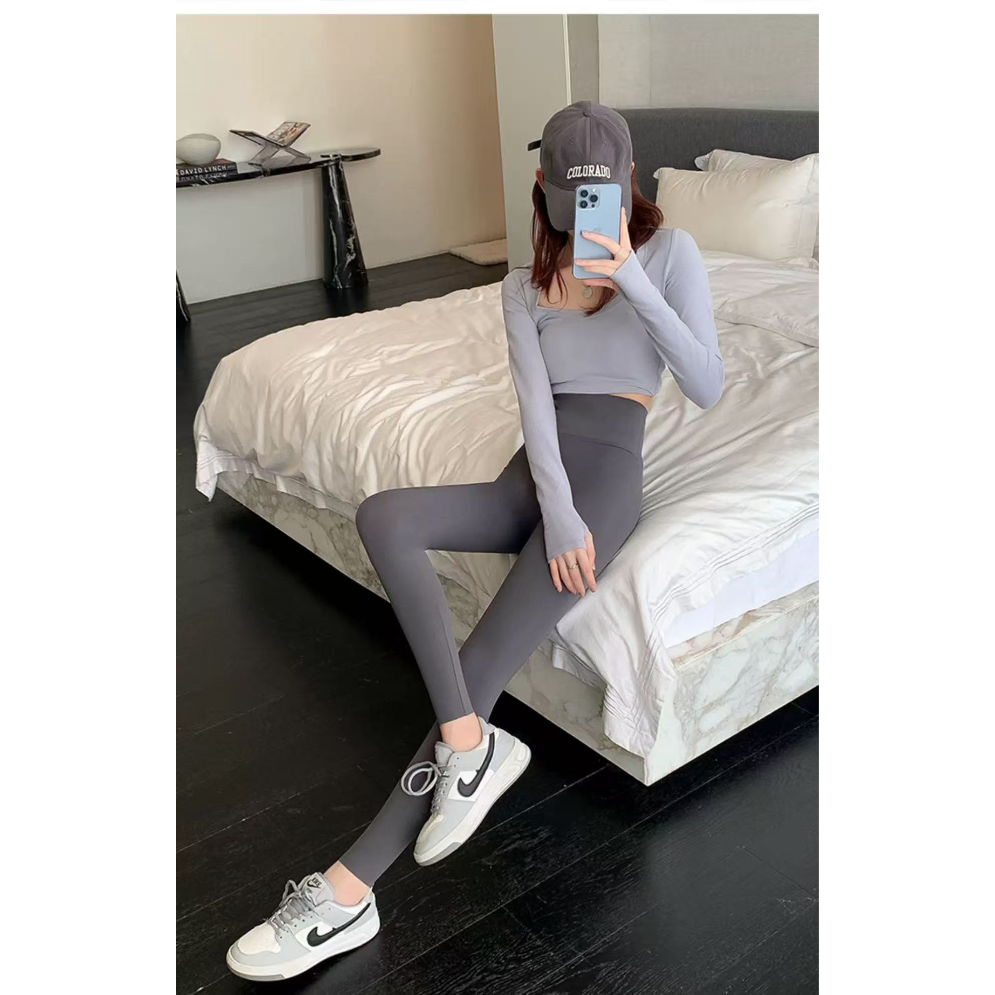 【miss+小蛮腰+SHIDAI+小野】无尴尬春秋瑜伽裤外穿薄款高腰鲨鱼裤