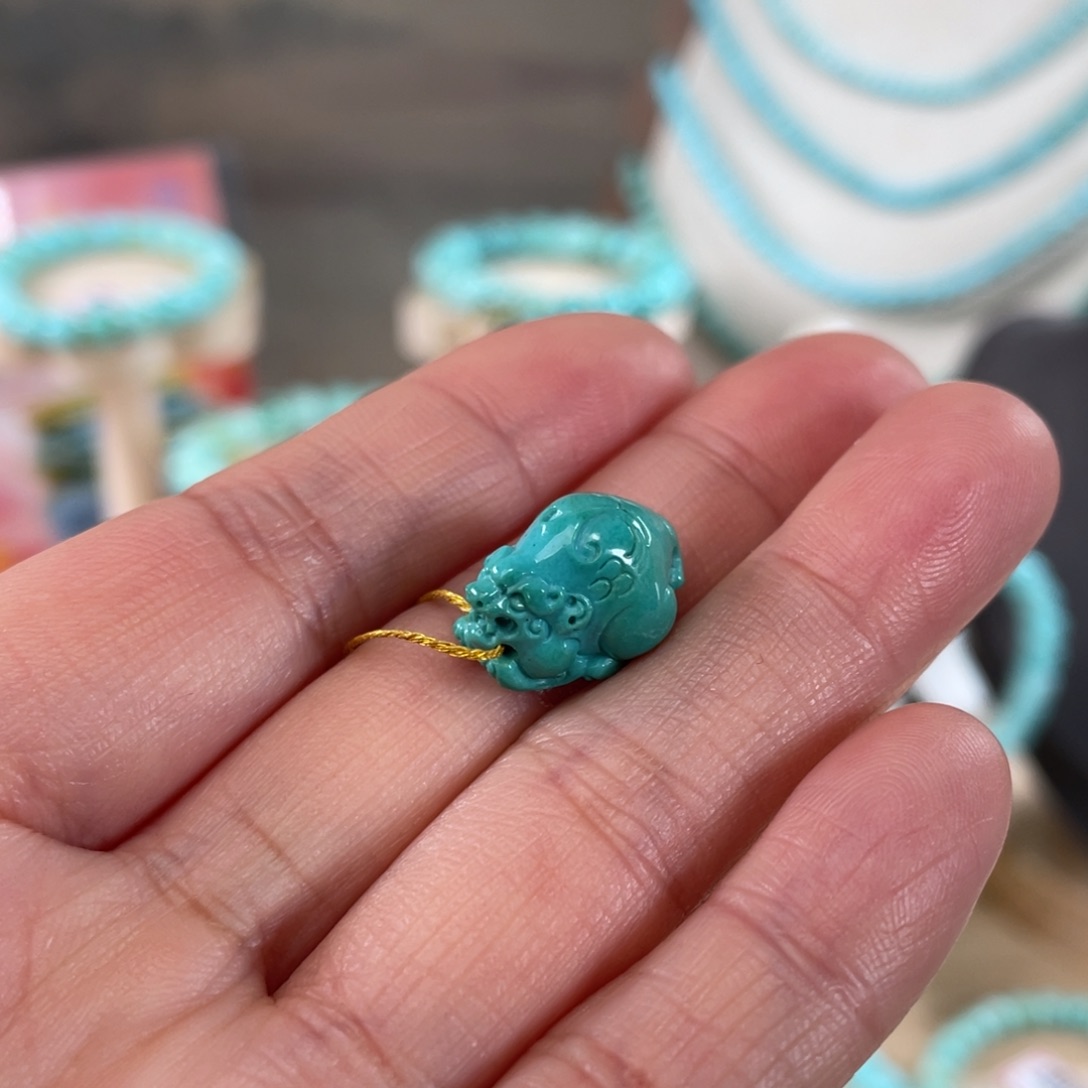 绿松石未镶嵌套链11+貔貅吊坠