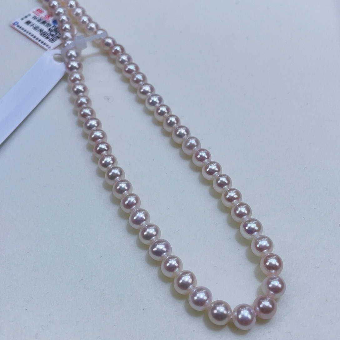 淡水珍珠颈饰银S925镶嵌5.5/6爆亮天女粉金属光无核无暇