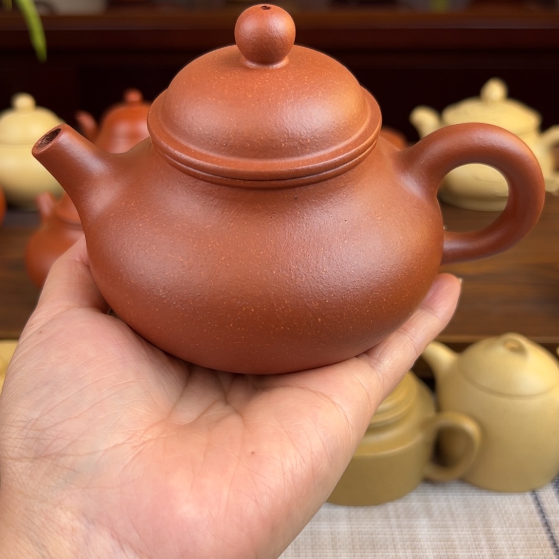 用***3茶壶紫砂红降坡容天全手300cc