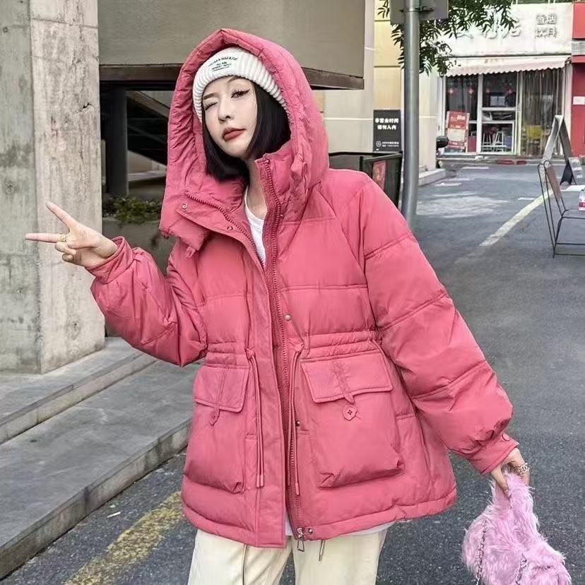 新款羽绒服连帽抽绳女生必备款保暖过冬洋气百搭阔太太气质外套