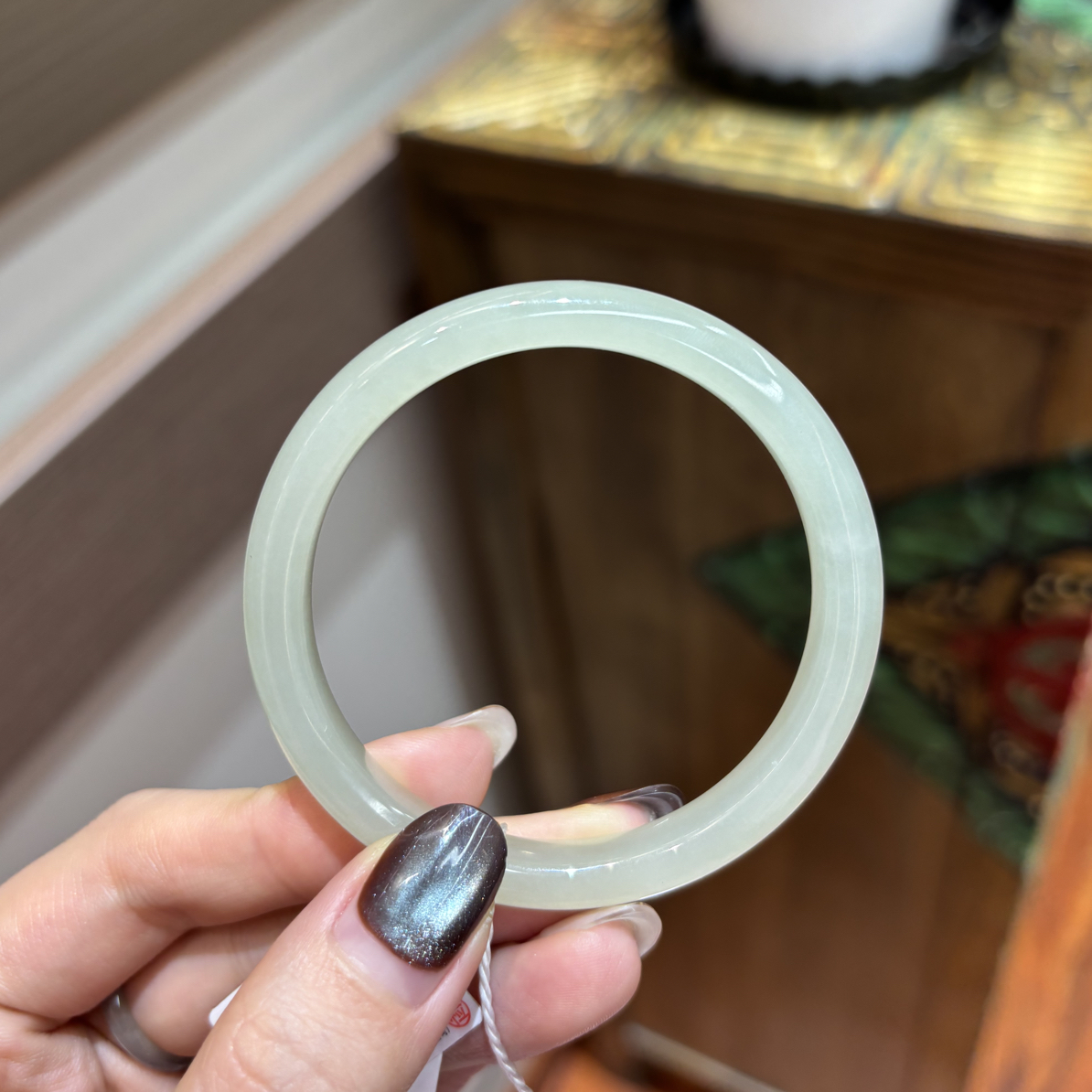 120129wt和田玉青海料晴水手镯约52圈口28.71克