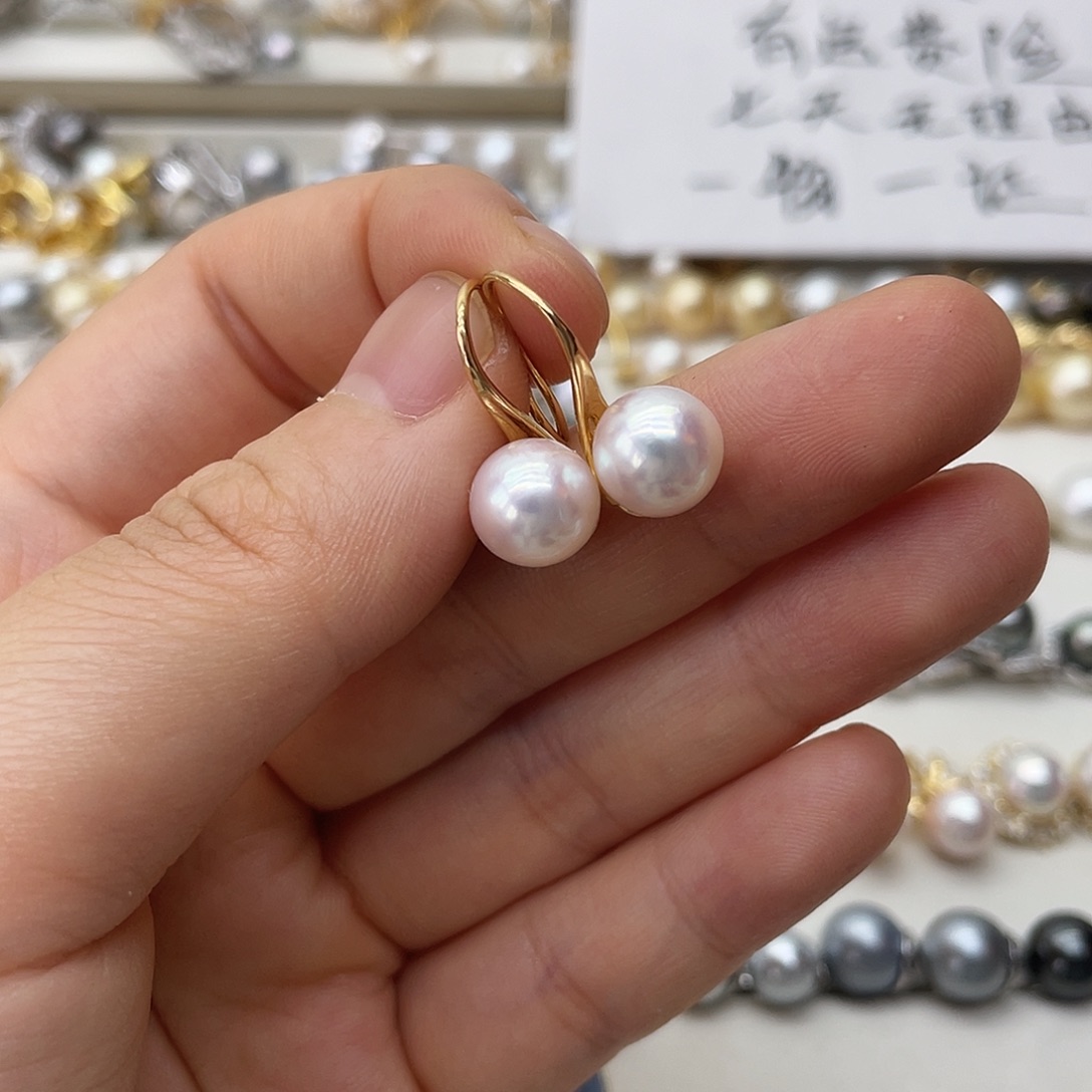 银S925镶嵌海水珍珠耳饰
