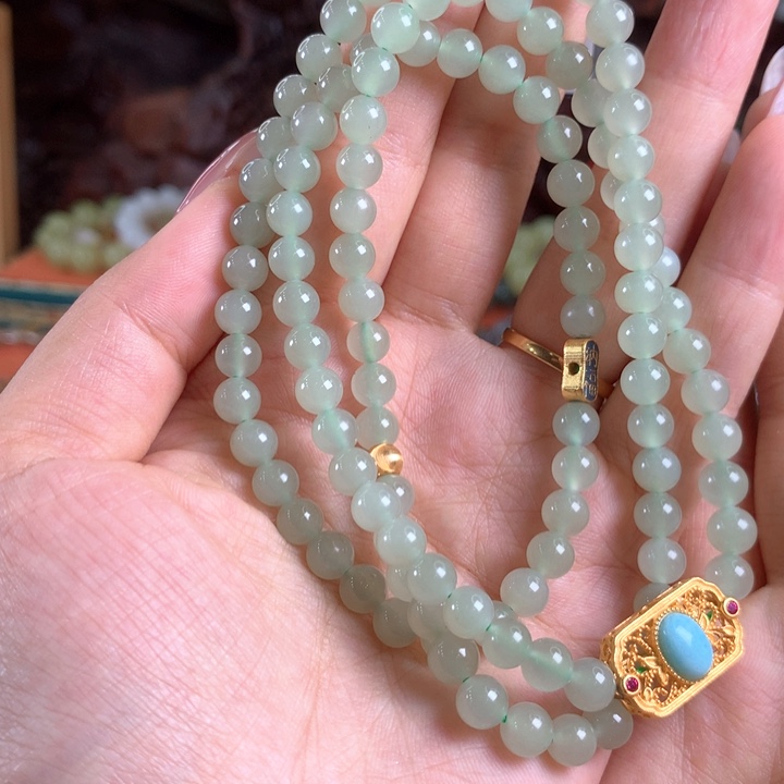 银S925镶嵌和田玉手链