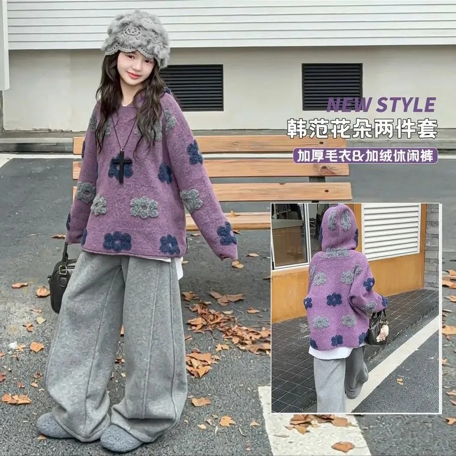 女童2025新款毛衣加厚冬儿童洋气韩版时髦针织上衣小女孩毛线衣潮