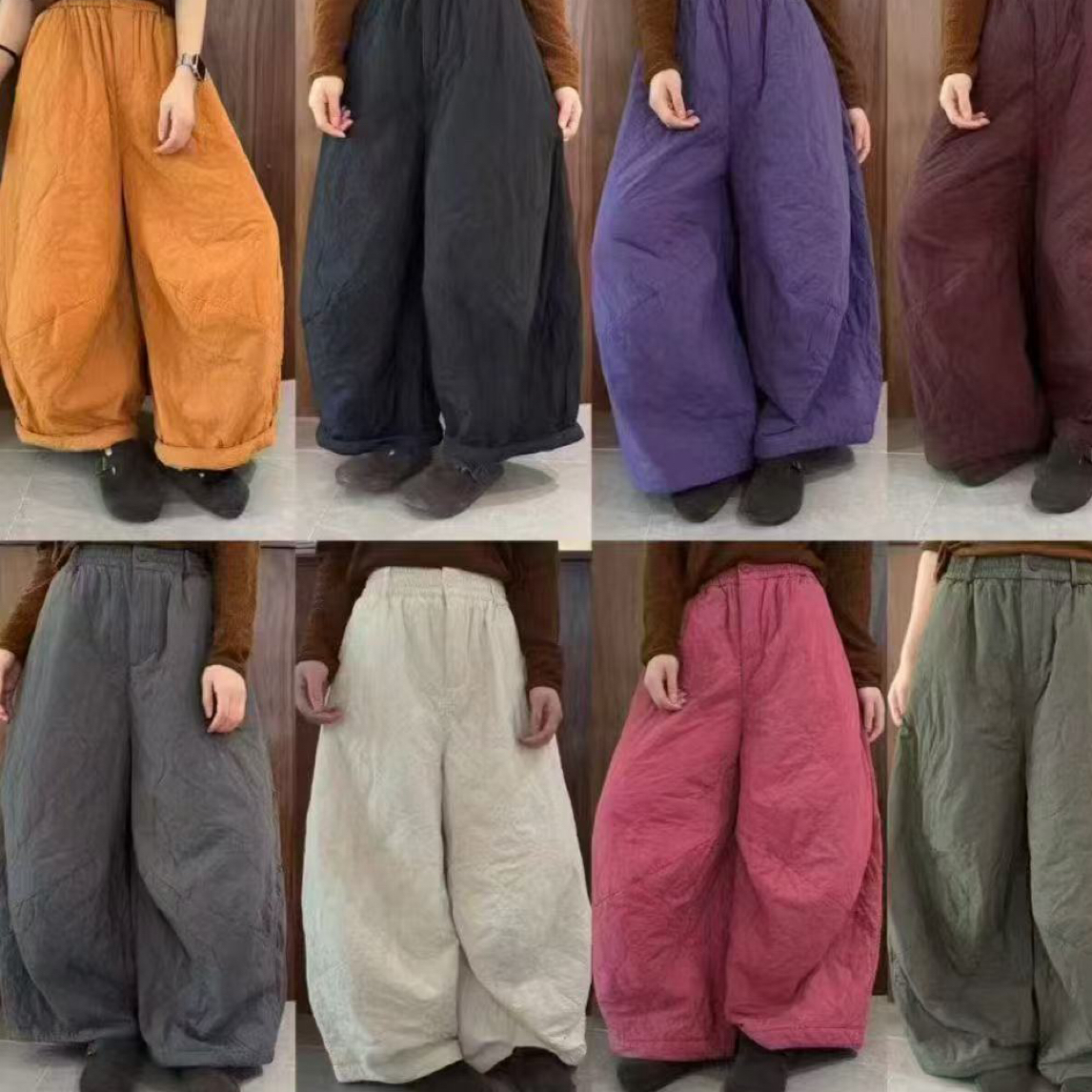 日系糖果色多巴胺宽松百搭灯笼裙裤廓形裤