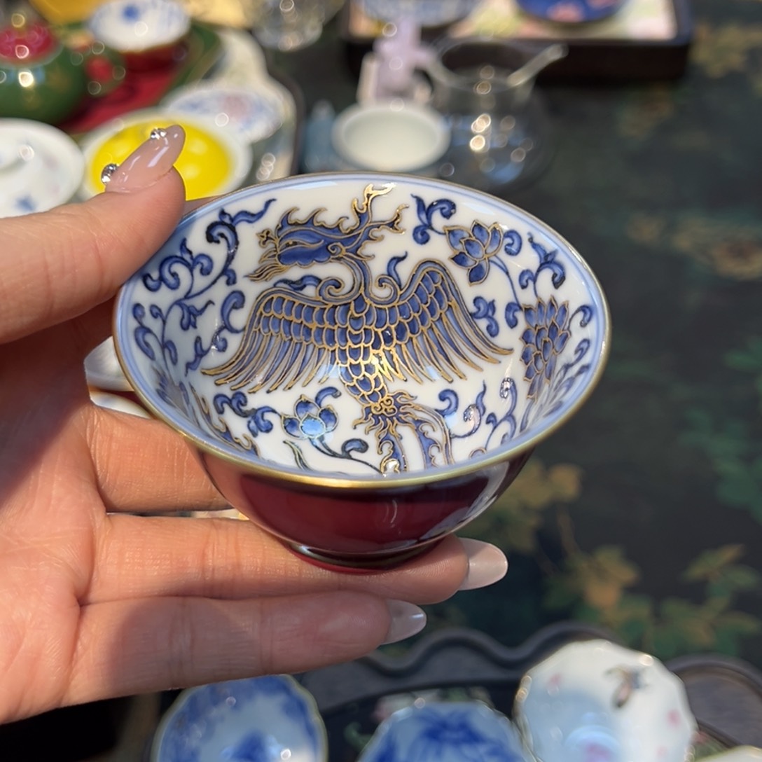 摆件华隐堂凤穿牡丹主人杯