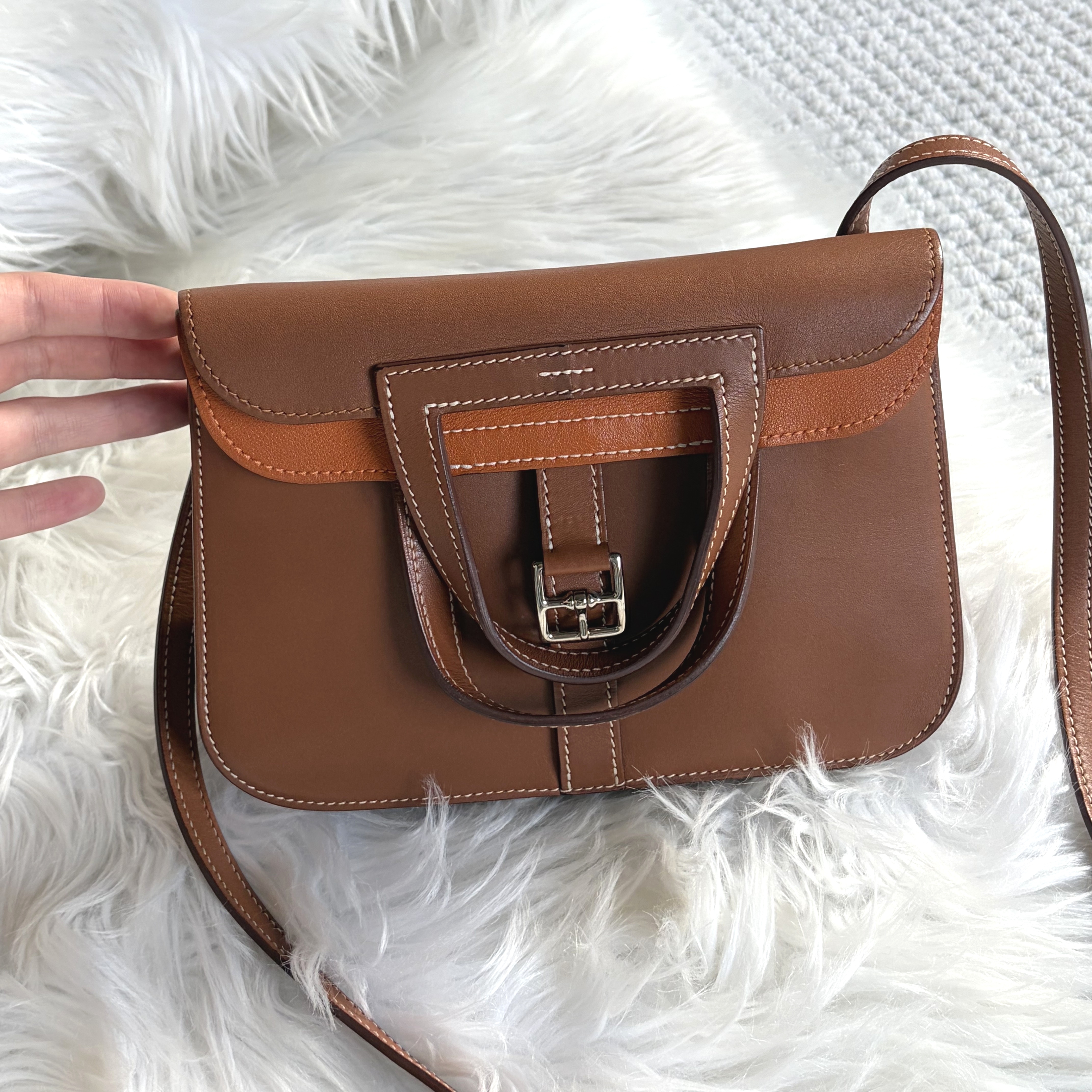 99新 Hermes/爱马仕 爱马仕  mini哈喇子金棕拼色A刻 附尘袋